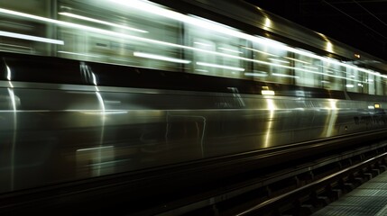 Velocity of Light: Dynamic Bullet Train Rushing Through the Night with Motion Blur Streaks