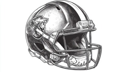 Fototapeta premium Monochrome American Football Helmet Illustration