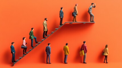 Staff management icons set. Job promotion, leadership ways. Business conference. Human resources, corporate ladder, meeting metaphors. Website web page template - concept metaphors.