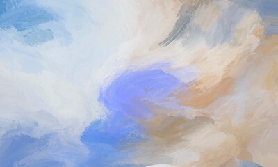 Abstract painted background in pastel blues, beige, and whites