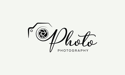 camera logo, modern photography signature logo icon vector