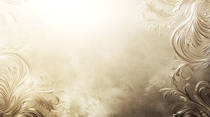 Elegant Gold Filigree Design on Beige Background