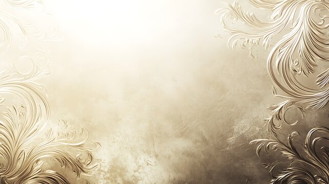 Elegant Gold Filigree Design on Beige Background