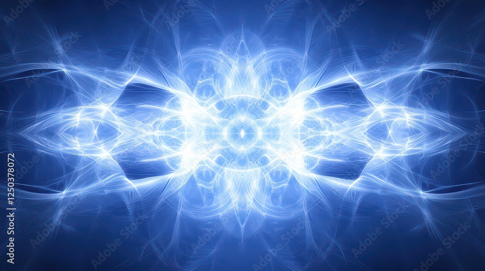 Poster abstract blue light fractal design with swirling patterns and luminous effects in the background