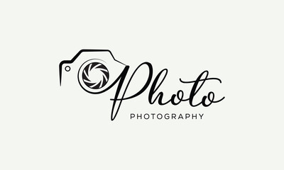 camera logo, modern photography signature logo icon vector