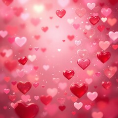 Floating Hearts on Pink Background for Valentine's Day and Romance
