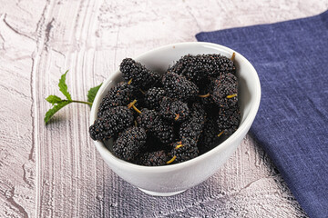Juicy sweet mulberry in the bowl