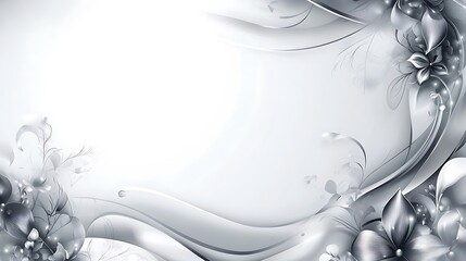 Elegant Silver Floral Design with Swirling Background