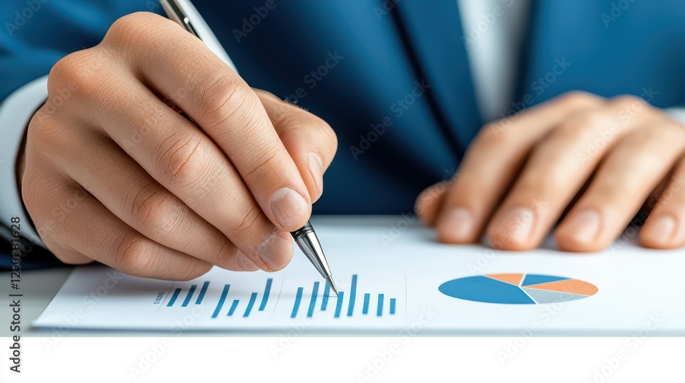 Poster businessman analyzing data with chart and graph in office setting
