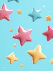 Marketer measuring customer satisfaction and rating stars. Satisfaction and loyalty analysis, customer retention increasing, marketing tools concept. Pink coral blue vector isolated illustration