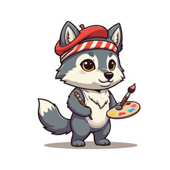 Cute wolf Cartoon Vector Icon Illustration Animal Nature Icon Concept Isolated Premium Vector