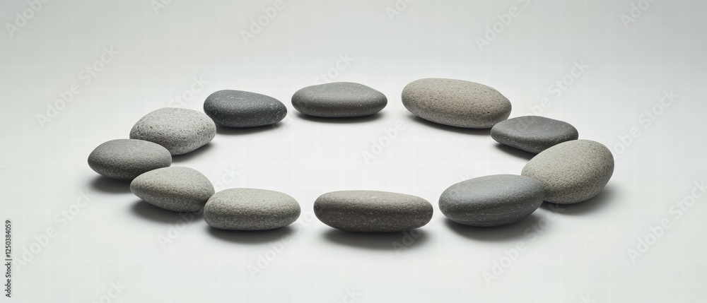Poster smooth pebbles arranged in a perfect circle on a minimalist background