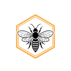 bee silhouette logo vector line art logo design