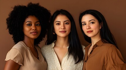 Fototapeta premium Portrait of Three Diverse Women: A Celebration of Beauty and Sisterhood