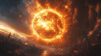 Obraz premium Cosmic Collision: Capturing the Magnificent Supernova Explosion and Shockwave Unfold