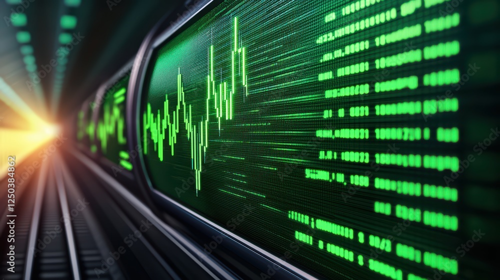 Aufkleber digital stock market data visualization with green graph lines