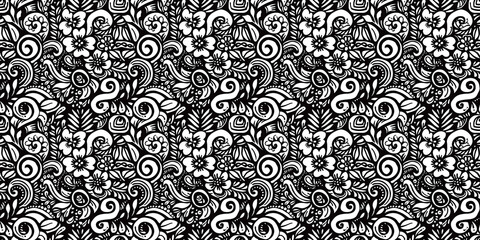 Cartoon hand-drawn doodles on the subject of summer holidays theme seamless pattern