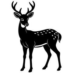  Deer standing gracefully silhouette vector illustration 