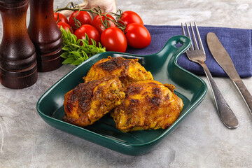 Roasted chicken thighs  with spices