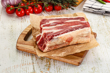 Raw beef ribs for cooking