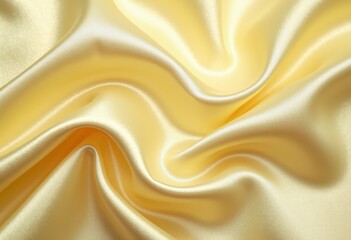 Fototapeta premium Glossy champagne or pale gold satin fabric texture with soft waves and folds, for background or overlay effect