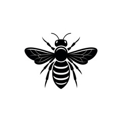bee silhouette logo vector line art logo design