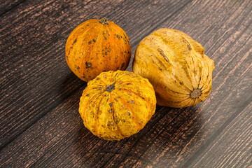 Decorative yelow pampkin seasonal vegetables