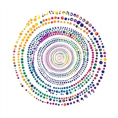 A vibrant circular pattern composed of colorful dots in a mesmerizing spiral design.