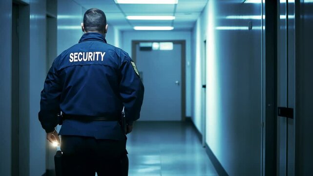 The Security Guard in Corridor