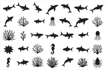 Sea Creatures Vector Set