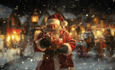 santa claus and christmas tree