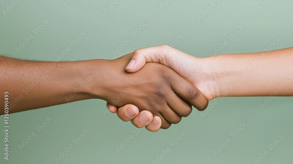Poster building connections through handshakes studio background professional environment close-up perspect