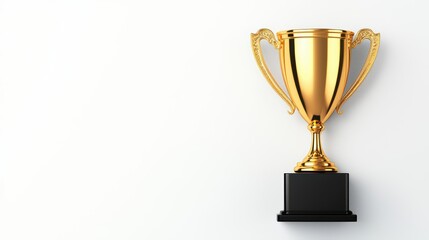 Golden Trophy on White Background for Achievement and Success