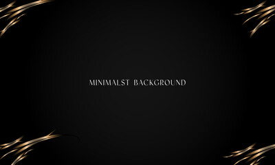Elegant minimalist black background with golden abstract corner accents. Perfect for luxury designs, branding, or presentations.