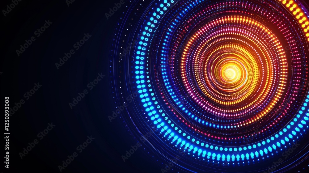 Aufkleber a vibrant, circular pattern of colored lights radiating from a central point, creating a sense of de