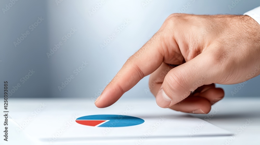 Poster hand pointing at colorful chart on desk for business analysis