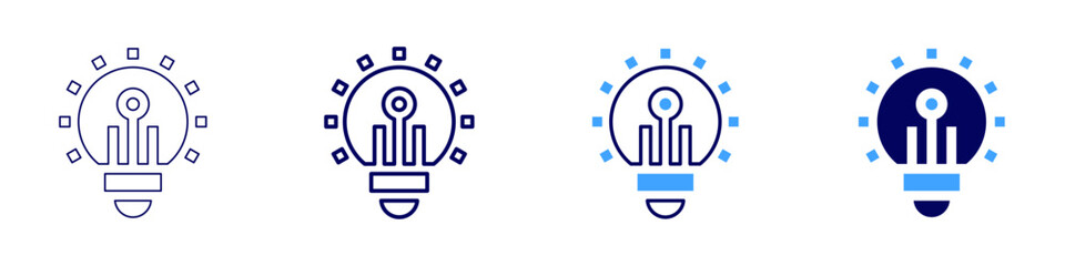 Digital ecosystem innovation icon in 4 different styles. Thin Line, Line, Bold Line, Duotone. Duotone style. Editable stroke