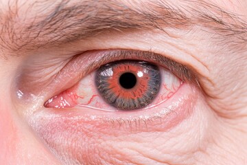 Obraz premium A close-up of a person's eye, showing signs of conjunctivitis
