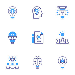 Innovation icon set. Bold line style. Duotone colors. Editable stroke. lightbulb, innovation, engineering, idea, emergingindustries, project, creativity