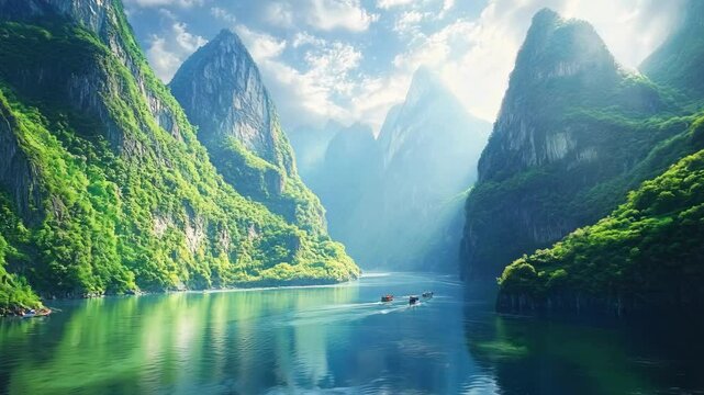 Scenery of the Three Gorges of the Yangtze River in summer