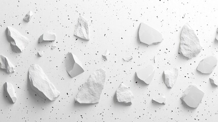 Abstract White Stone Fragments on Speckled Surface Background Design