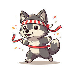 Cute wolf Cartoon Vector Icon Illustration Animal Nature Icon Concept Isolated Premium Vector
