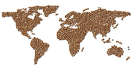 Fototapeta premium Global coffee beans map, world trade background, website banner
