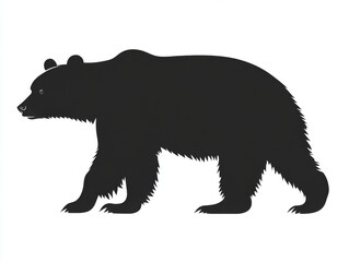 Silhouette of a walking bear on white background