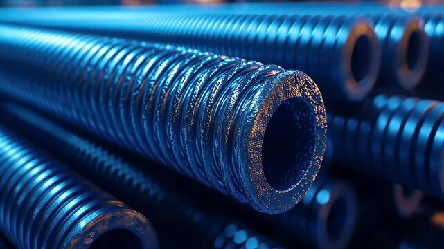 The Blue Metallic Pipe Closeup