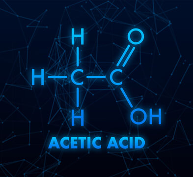 Glowing Acetic Acid Formula on Dark Blue Background