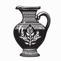 Antique Greek jug silhouette vector art illustration isolated on white background