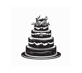 Wedding cake icon symbol silhouette Vector illustration isolated on white background.