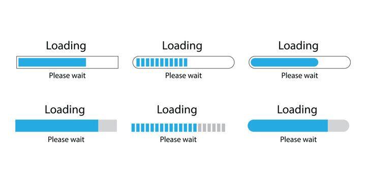 Loading bar icon set. Loading or Installing process bar icon. Progress Bar.