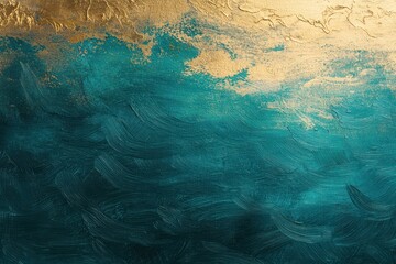Fototapeta premium Shimmering textures layered over gradients of turquoise and gold, evoking a high-end, luxurious aesthetic.